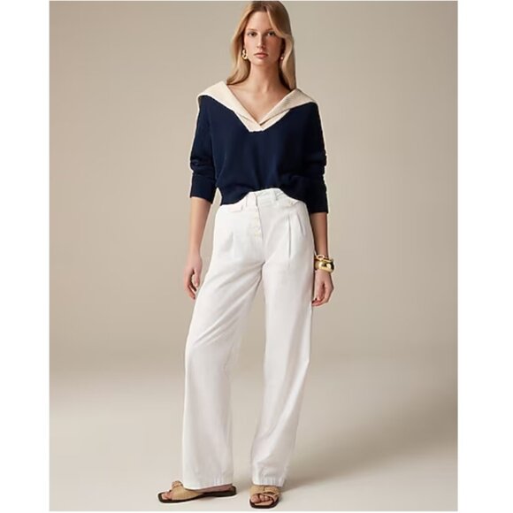 J.Crew Kaia Pant Cozy Chino Sailor Style Button Fly Pockets Sz 6 White NWT - Picture 1 of 8